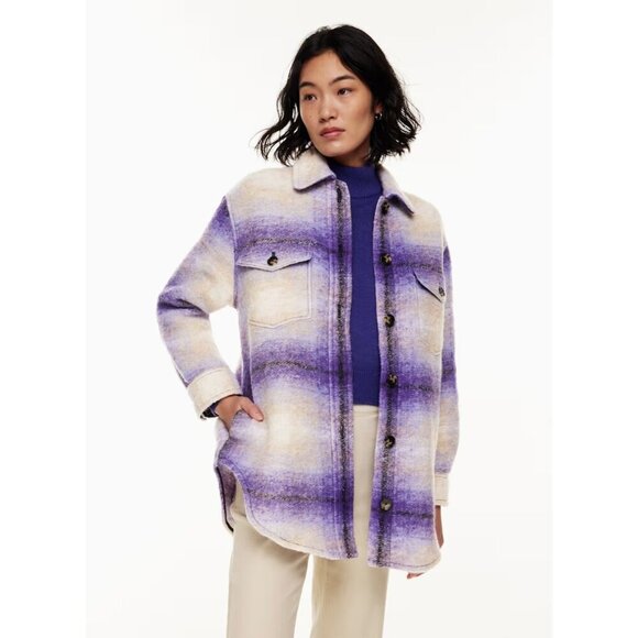 Wilfred Jackets & Blazers - Wilfred Free The Ganna Aritzia Wool Plaid Elaine Violet Purple Shirt Jacket XL